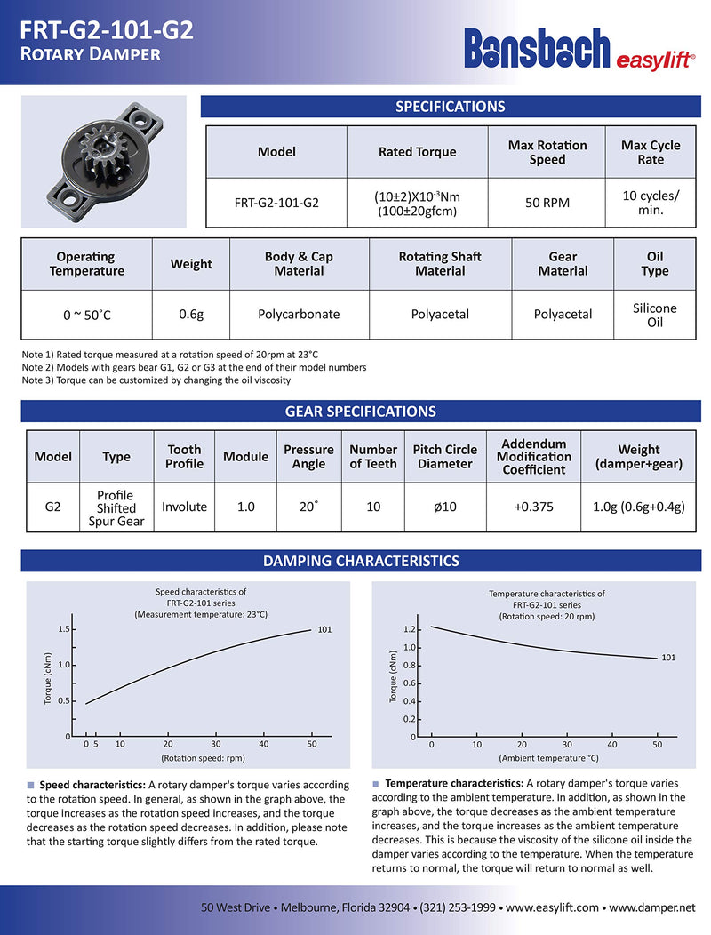 [Australia - AusPower] - Bansbach Easylift FRT-G2-101 G2 Rotary Dampers/Standard, 16.5 mm x 5 mm x 7.8 mm 