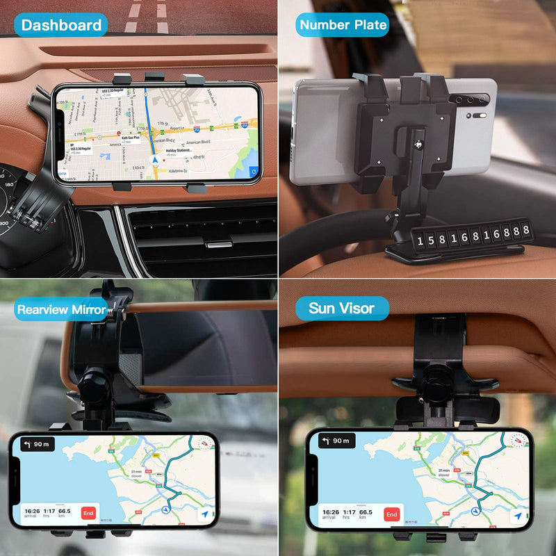 [Australia - AusPower] - 2021 Upgraded Car Phone Holder Mount for Dashboard, 1200° Rotating Cell Phone Holder for Car, Universal Big Clamp Car Phone Mount Compatible with iPhone, Samsung, Moto and More-Wipalor 1200° Rotating Car Phone Holder 