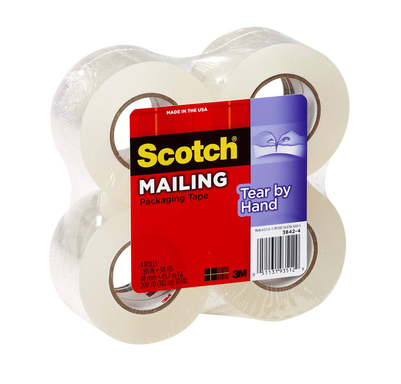 [Australia - AusPower] - Scotch - 38424 Tear-by-Hand Tape, 1.88 Inches x 50 Yards, 4-Pack (3842-4) 