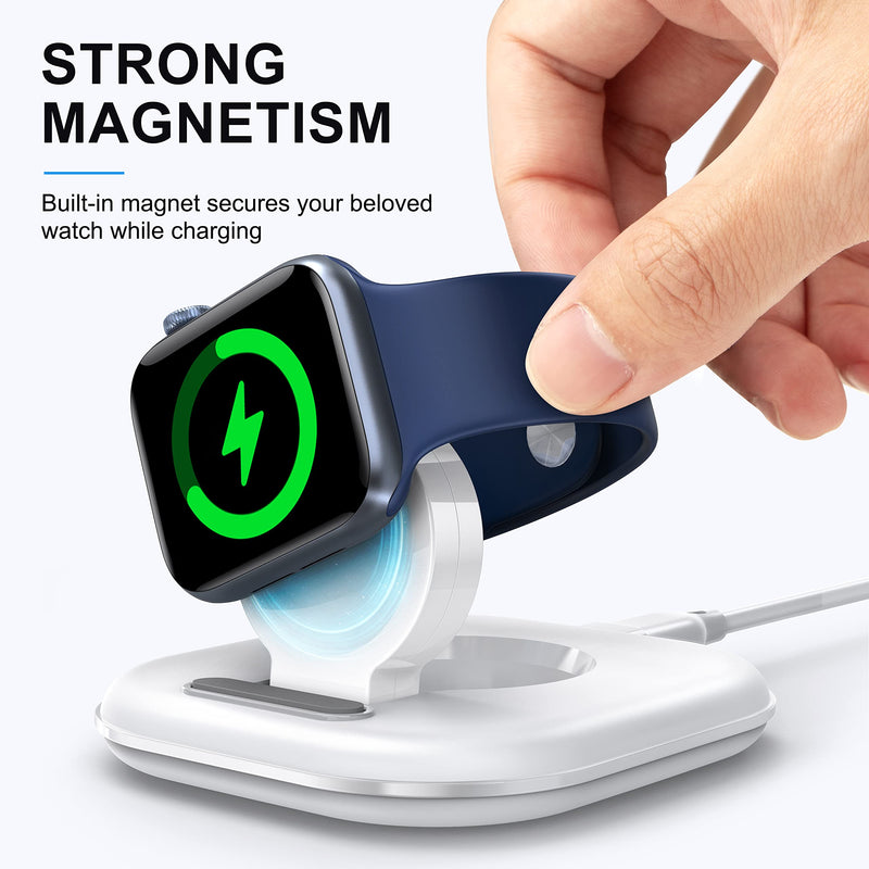 [Australia - AusPower] - [2022 New] Watch Charger Stand for Apple Watch, Charging Cable Included, Strong Magnetic Built-in, Support Nightstand Mode, Compatible with Apple Watch Series 7 6 5 4 3 2 SE, Sport Nike Hermes Edition White 