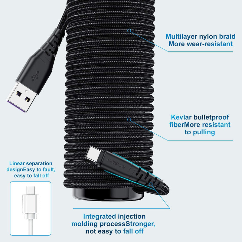 [Australia - AusPower] - USB C Cable 6ft, Essri 2Pack Type C Charger Cable 6 Feet, Nylon Braided 3A Fast Charging Cord 6 Foot for Samsung Galaxy A10 A20 A51 S9 S8 Note 9 Note 8 Galaxy Note 20 10 S21 S20 S10 Plus （Black） Black 