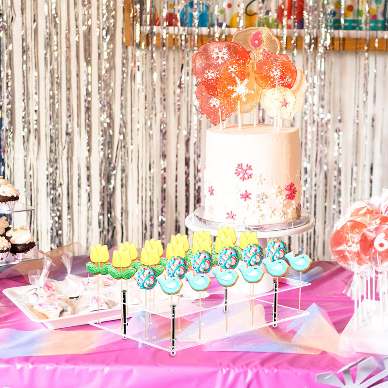 [Australia - AusPower] - NiHome Cake Pop Stand 24 Holes Aryclic Display Stands for Dessert Table 2-Tier Cupcake Lollipop Candy Display for Wedding Party Anniversary Holiday Celebration (Rectangle) 