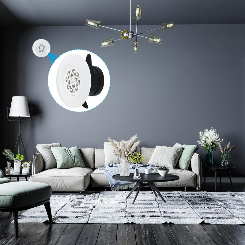 [Australia - AusPower] - PATIKIL 5 Inch Round Air Vent, Adjustable Ceiling Diffuser Grill Cover ABS Louver Soffit Vent with Screen for Bathroom Kitchen Living Room, White 