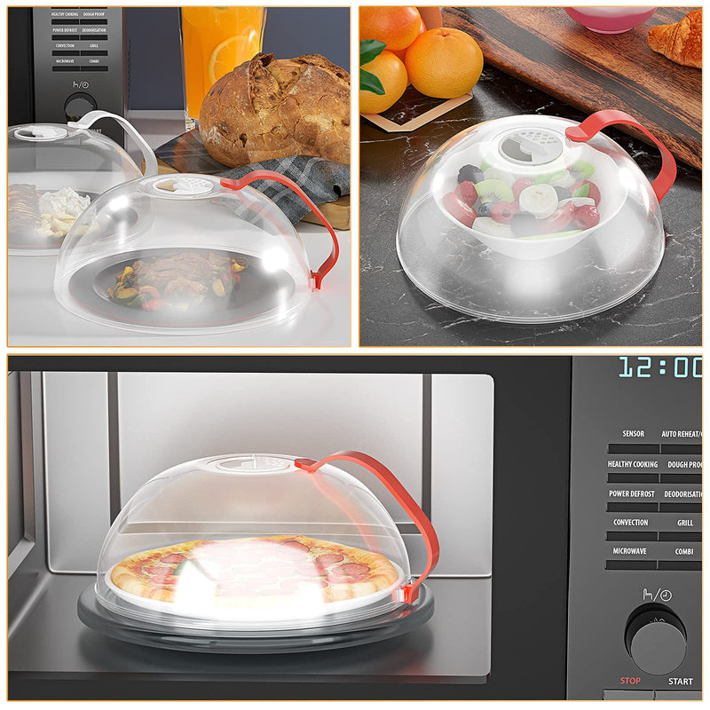 [Australia - AusPower] - UC Microwave Splatter Cover, Microwave Food Cover with Steam Vents Keeps Microwave Oven Clean, BPA Free Dishwasher Safe with 2 replacement handles Round Shape 10 Inch 