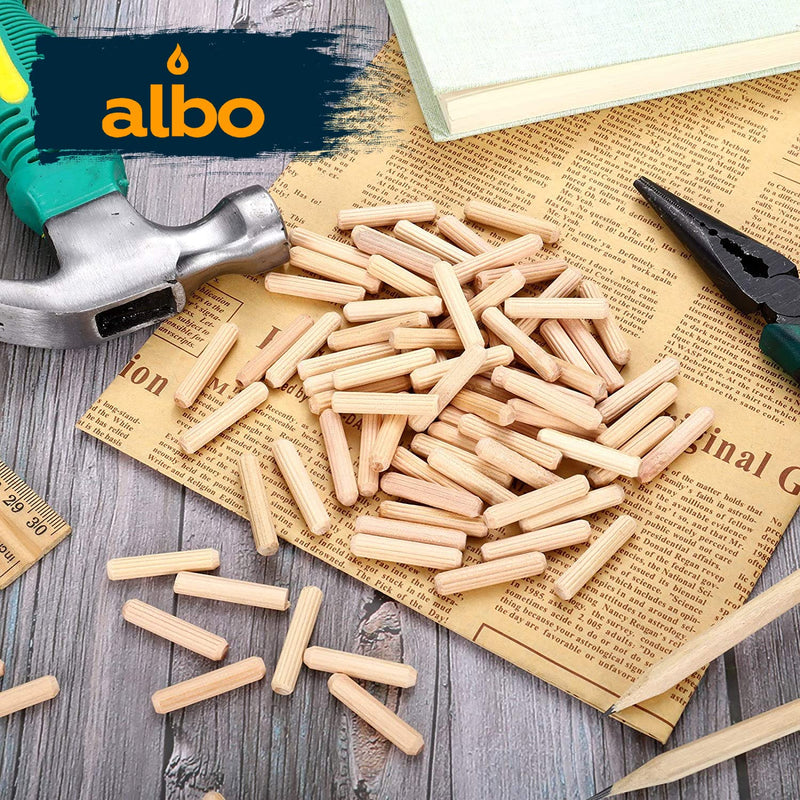 [Australia - AusPower] - ALBO Wooden Dowel Pins 1/2 x 2 inch Fluted Wood Dowels Rods 100 Pack Hardwood Crafts Dowel Pegs 1/2 x 2 Inch -100Psc 