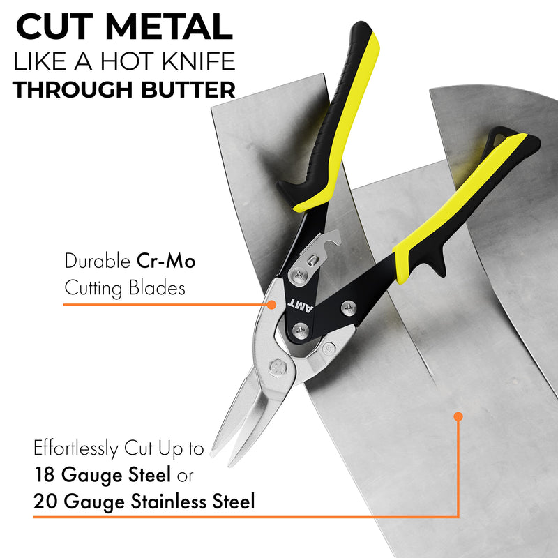 [Australia - AusPower] - AMERICAN MUTT TOOLS 10 Inch Straight Cut Tin Snips Heavy Duty  CrMo Sheet Metal Cutter  Aviation Snips for Sheet Metal  Sheet Metal Snips, Sheet Metal Shears Tin Snips for Cutting Metal Sheet 