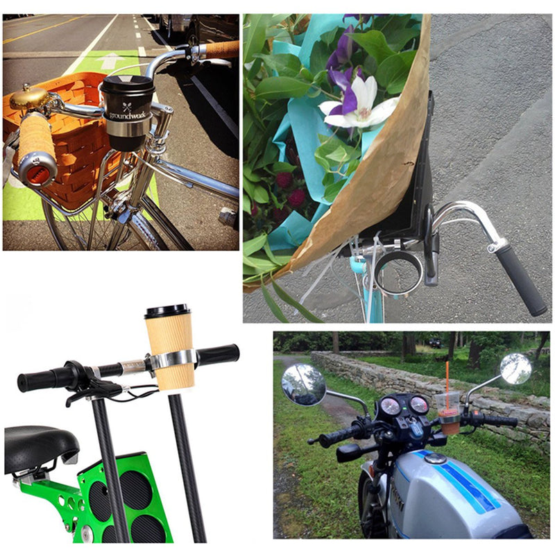 [Australia - AusPower] - Ecity Bike Handlebar Cup Holder Aluminum Cup Bottle Handlebar Holder - Handlebar Coffee Drink Holder Cruiser Bike Mountain Road Bicycle Bike Water Bottle Coffee Cup Holder Black 