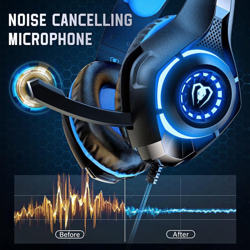 [Australia - AusPower] - 7.1 Gaming Headset for PC, Computer Gaming Headphones with Noise Cancelling Mic/Microphone, PC Gaming Headset with LED Lights for PC, PS4/PS5 Console, Laptop 