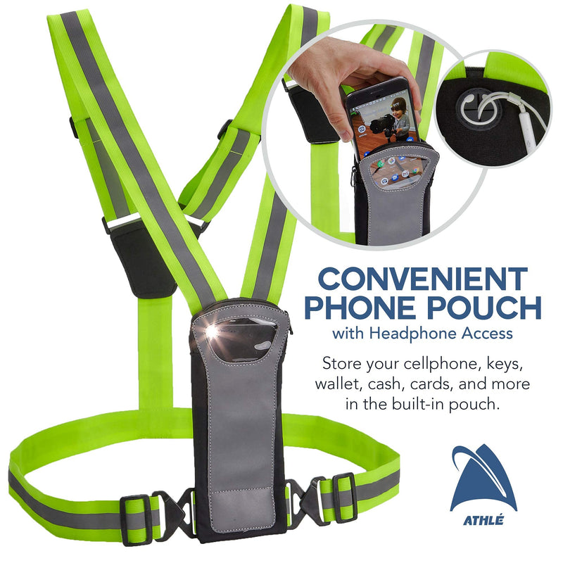 [Australia - AusPower] - Athlé Reflective Vest with Phone Holder - High Visibility Vest for Safe Running, Jogging, Dog Walking, Biking and More 
