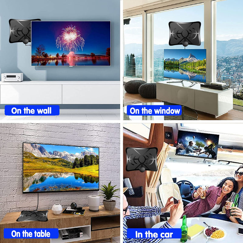 [Australia - AusPower] - HD Digital TV Antenna for Smart TV Long 250 Miles Range - Support 4K 1080p Fire tv Stick and All Older TV - 18ft Coax HDTV Cable Black 