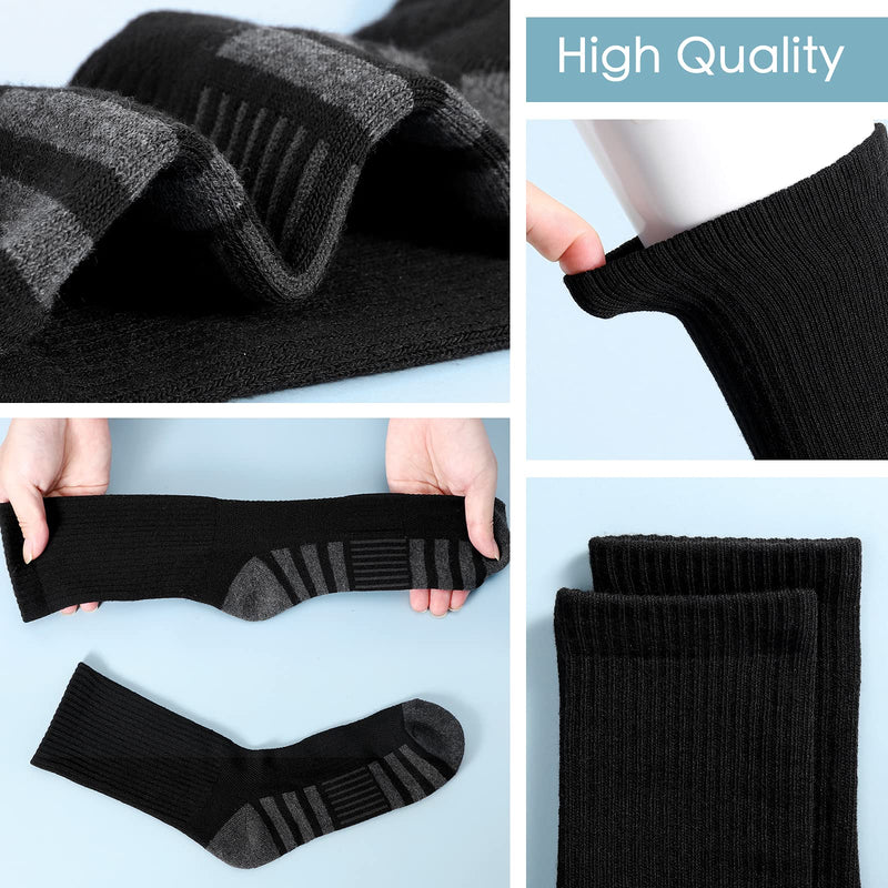[Australia - AusPower] - Airacker Athletic Socks Sport Running Calf Socks Performance Cushioned Breathable Crew Socks for Men Women(6 Pairs) 6-9 Black 