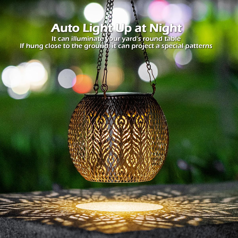 [Australia - AusPower] - LeiDrail Solar Lanterns Outdoor Upgraded Solar Lights for Outside Metal Christmas Decorative Hanging Solar Lantern Waterproof Solar Powered Lighting for Tree Yard Garden Patio 2 Pack 