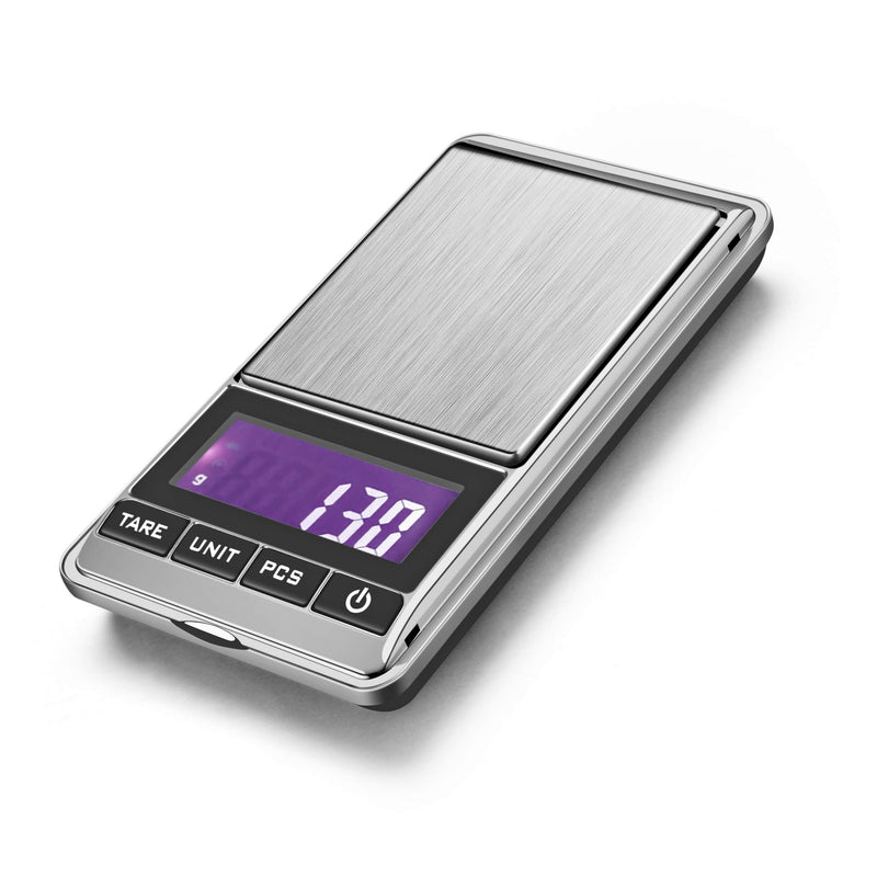 [Australia - AusPower] - OBVIS Portable Pocket Scale Jewelry Scale Mini Diamond Gold Coin Small Items Weight Gram Weigh Pocket Tool LCD Display Steel Body 300g X 0.1g - Sliver 
