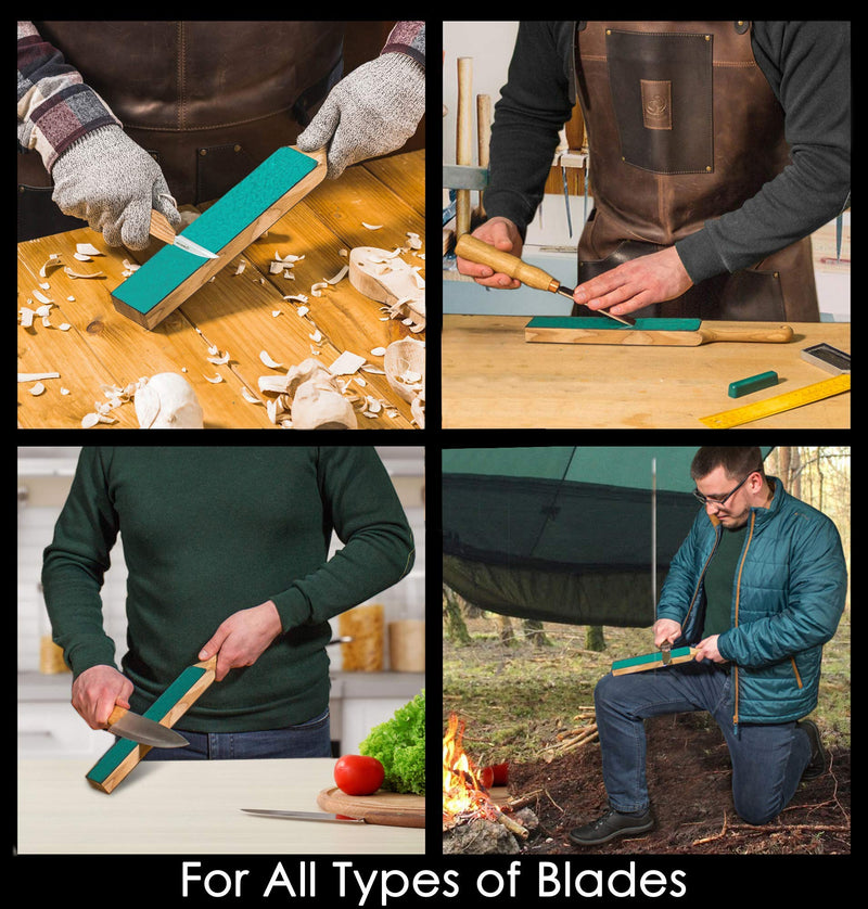 [Australia - AusPower] - BeaverCraft LS6P1 Leather Paddle Honing Strop Kit with Sharpening Polishing Compound 14" x 2" Knife Stropping Paddle Block for Honing Woodworking 