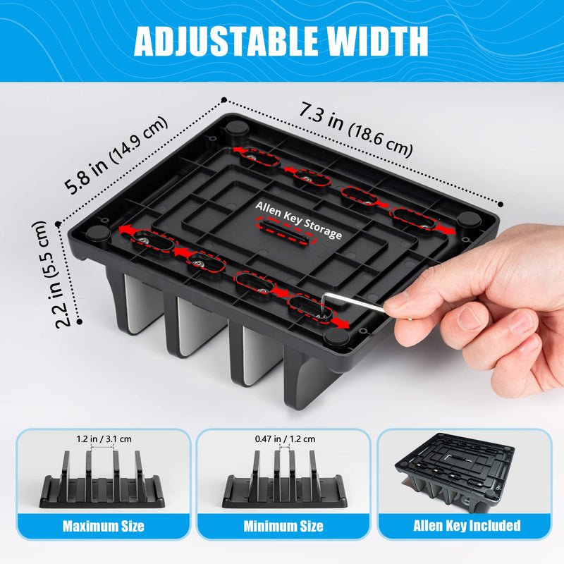 [Australia - AusPower] - Ryvlan Vertical Laptop Stand, Adjustable 3 Slot Laptop Storage with Rubber Padding, Multiple Laptop Holder for Desk, Premium Plastic Holder Compatible with MacBook - (Pre-Assembled) 3 Slots Assembled 