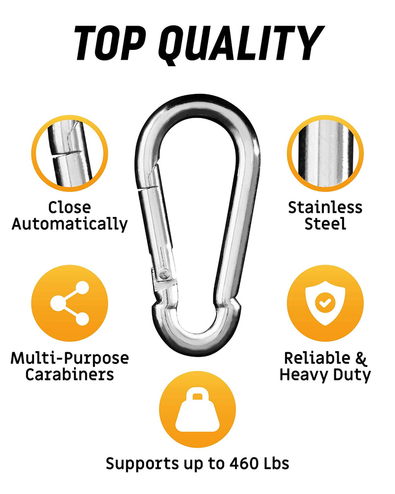 [Australia - AusPower] - Carabiner Clip Set of 5 - Multi-Purpose Heavy Duty Carabiner Clips - Snap Hook Clips 3.2 Inch - Carabiner Heavy Duty - Snap Hooks Heavy Duty - Carabiner Clip - Snap Hooks 
