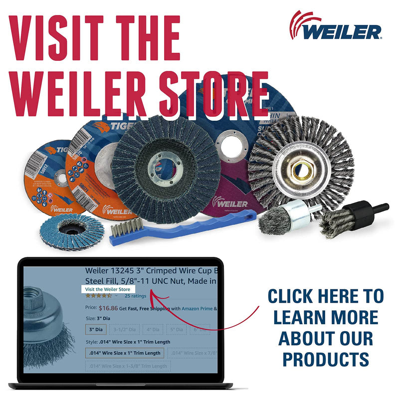 [Australia - AusPower] - Weiler 13081 4" Narrow Face Crimped Wire Wheel, .014" Steel Fill, 5/8"-11 Unc Nut, Made in the USA 