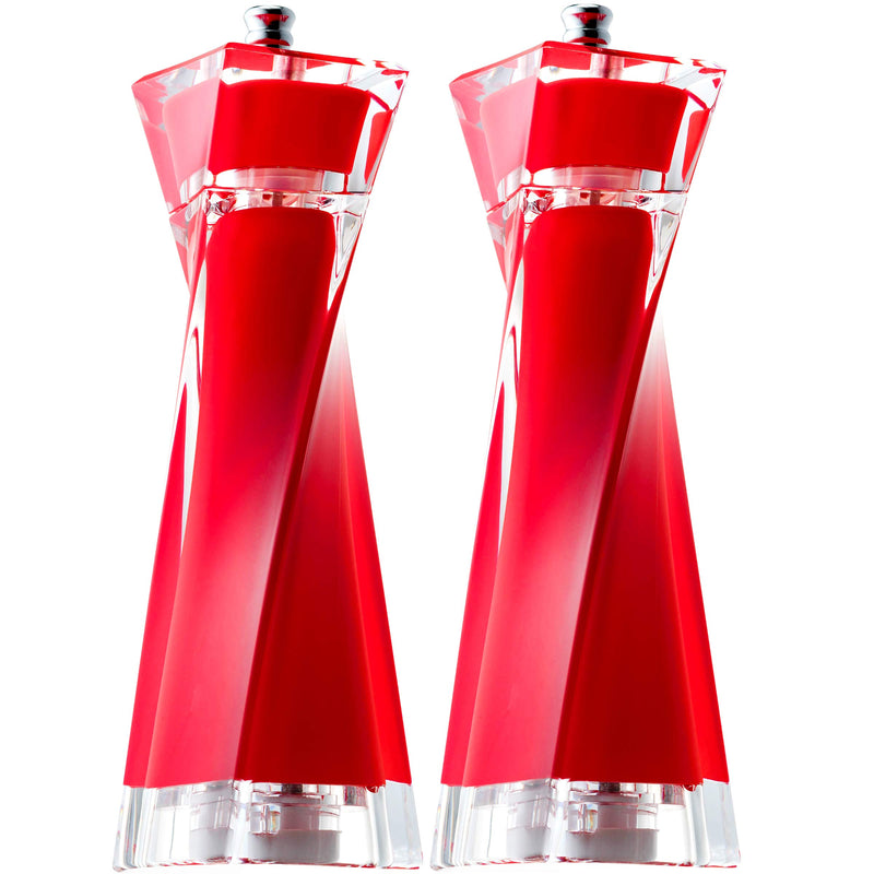 [Australia - AusPower] - MITBAK Acrylic Red Salt and Pepper Grinders Set | Sea Salt and Pepper Mills Easy to Use and Equipped with Adjustable Coarseness And Ceramic Mechanism | Unique Kitchen Gadgets | Premium Quality 