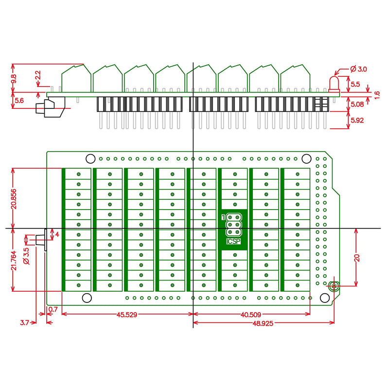 [Australia - AusPower] - Electronics-Salon Screw Terminal Block Breakout Module, for Arduino MEGA-2560 R3. 