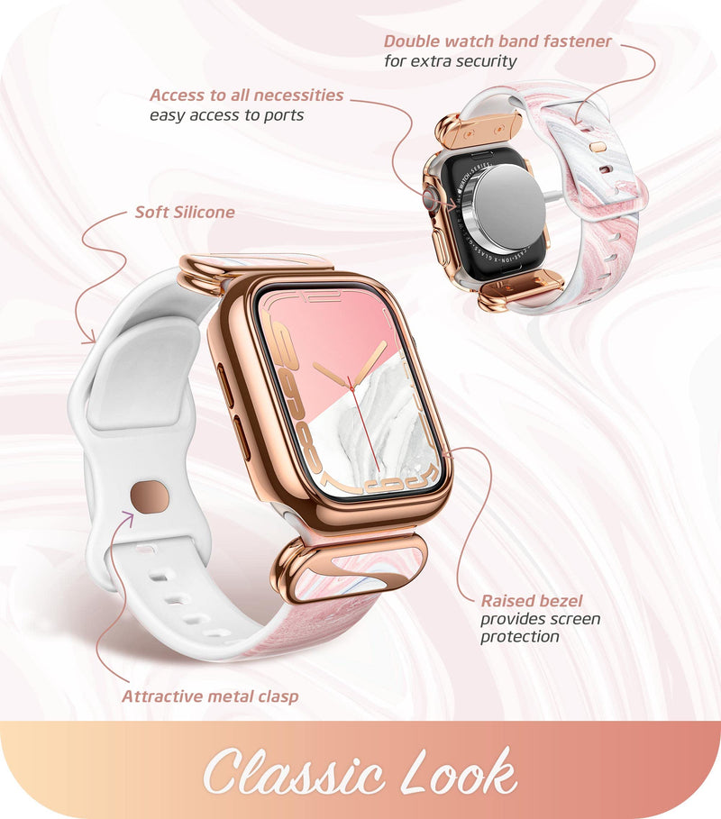 [Australia - AusPower] - i-Blason Cosmo Luxe Case for Apple Watch Series 7/6/SE/5/4 [45mm/44mm/41mm/40mm], Stylish Protective Case with Adjustable Soft Strap Bands 40mm/41mm Marble 