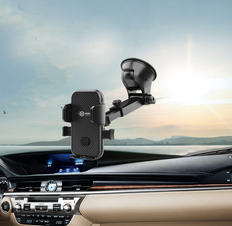 [Australia - AusPower] - WixGear Universal Phone Holder for Car, Windshield Mount and Dashboard Mount Holder for Cell Phones and Tablets with Long Adjustable Arm (New Automatic Closing Arms) 
