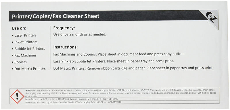[Australia - AusPower] - 3K2-PCFF5 Three Pack EZ Printer/Copier/Fax Cleaner Sheet (15) by Waffletechnology 15 Sheets 