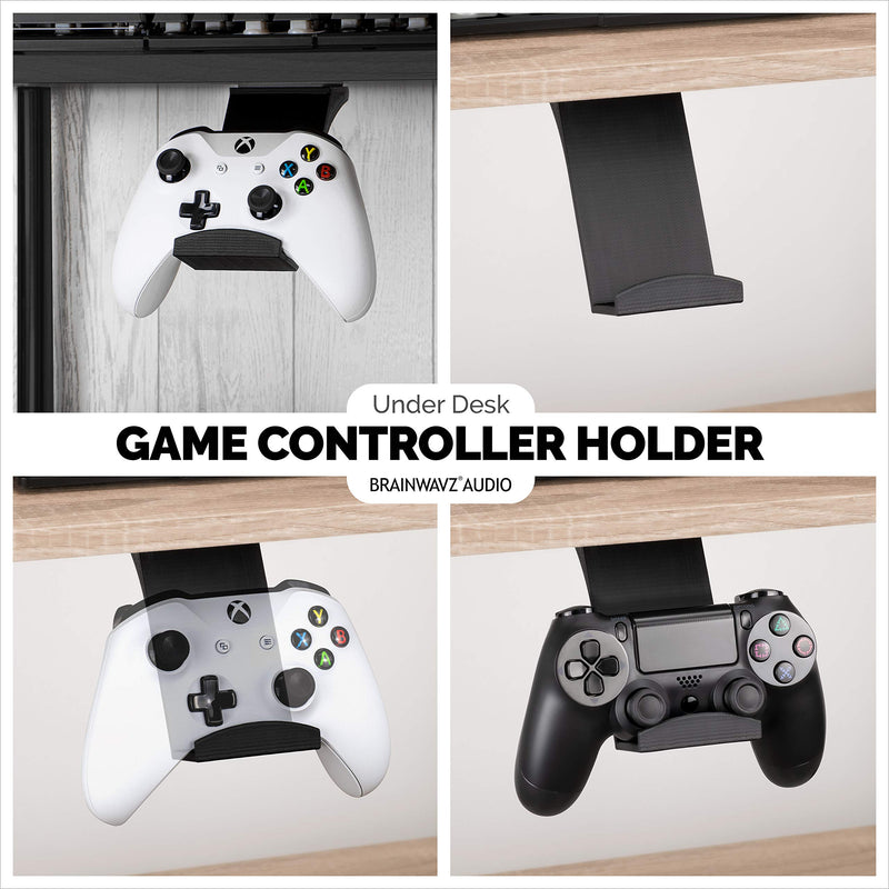 [Australia - AusPower] - Gamepad Under The Desk Mount Holder Hanger for Xbox One, Switch, PS4, PC, Steam, Steelseries & Most Game Controllers, No Screws, VHB Tape, by Brainwavz (Black, Improved Adheasion Nov2019) Black 