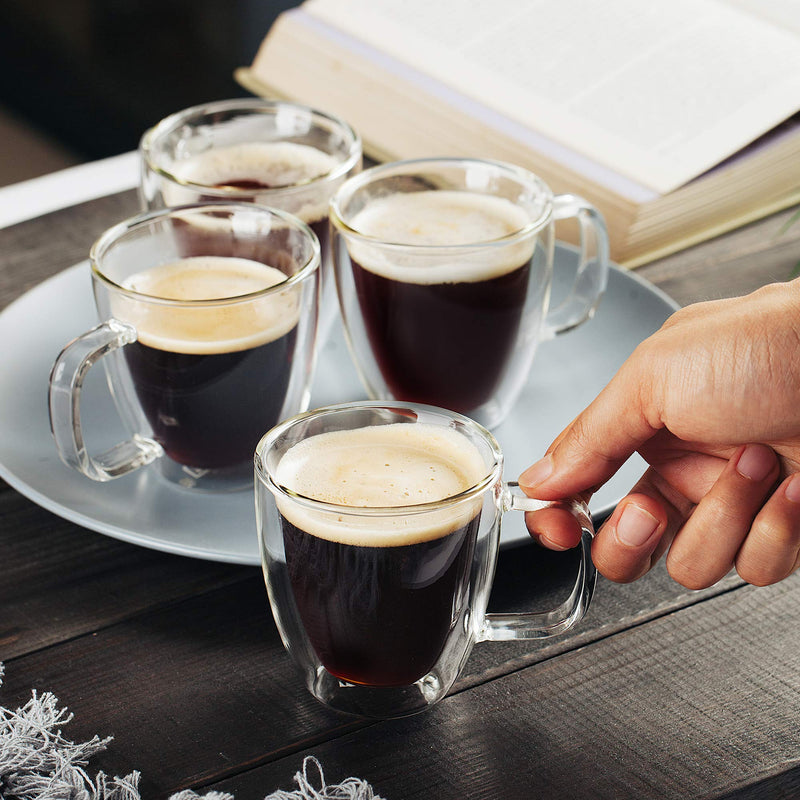 [Australia - AusPower] - BTaT- Espresso Cups, Espresso Coffee Cups, Set of 4 (5 oz, 150 ml), Glass Coffee Mugs, Double Wall Glass Cups, Cappuccino Cups, Latte Cups, Latte Mug, Clear Coffee Cup, Espresso Glass, Glass Tea Cups 