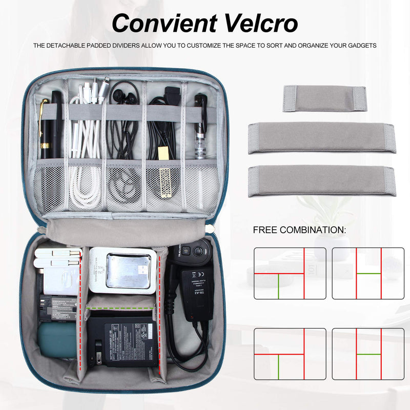 [Australia - AusPower] - Electronic Bag Travel Cable Accessories Bag Waterproof Double Layer Electronics Organizer Portable Storage Case for Cable, Cord, Charger, Phone, Adapter, Power Bank, Kindle, Hard Drives Sky Blue 