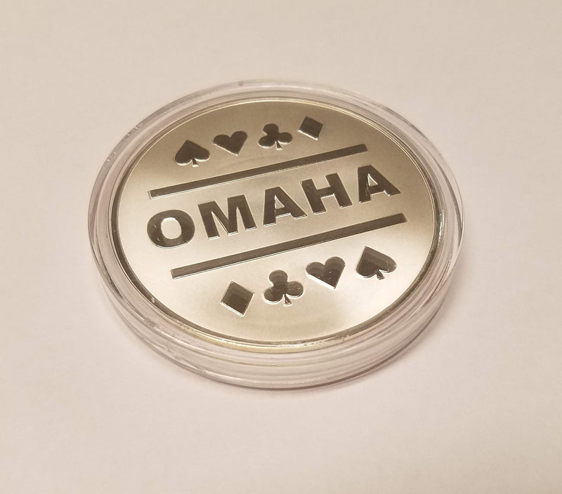 [Australia - AusPower] - 1x Omaha & Texas Hold'em Silver Plated Metal Dealer Button Great for Round by Round Poker Games 