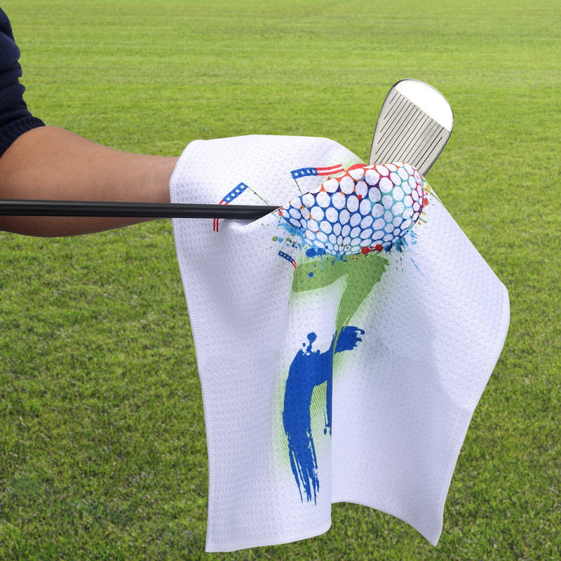 [Australia - AusPower] - Golf Towel | Super Absorbent Microfiber Towels | Lightweight, Scratch-Resistant, and lint-Free | Aluminum Alloy Hook | 16x12 Inches for Father's Day (Golf Towel-WG) 