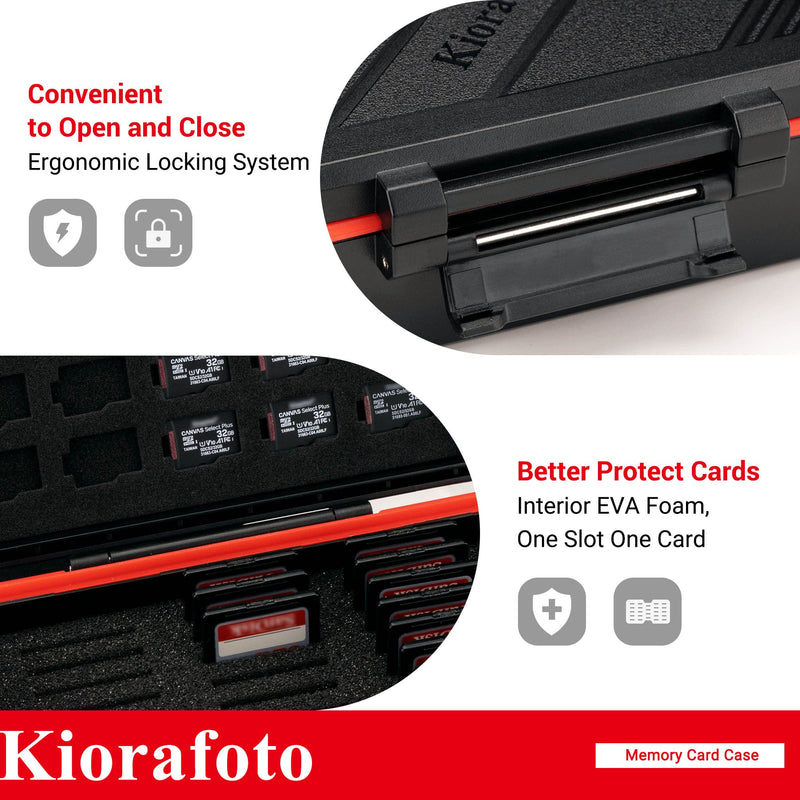 [Australia - AusPower] - Kiorafoto 36 Slots SD MSD Memory Card Case Holder Water-Resistant Anti-Shock Storage Organizer for 21 SD SDHC SDXC Memory Cards or Switch Game Cards & 15 Microsd TF MSD Cards *2022 Vertical Style for 21 SD + 15 Micro SD 