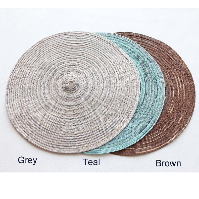 [Australia - AusPower] - Thymat 15” Round Woven Placemats for Kitchen Dinning Table, Set of 6, Teal 