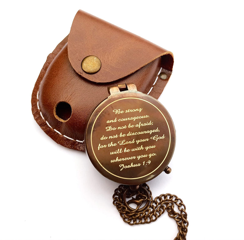[Australia - AusPower] - Be Strong and Courageous Engraved Compass, Confirmation Gift Ideas, Baptism Gifts, Inspirational Gift Nautical Antique Vintage Compass 