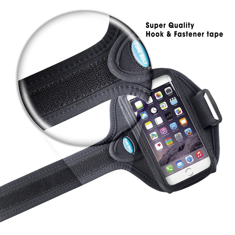 [Australia - AusPower] - Tune Belt AB91 Cell Phone Armband Holder Case for iPhone 13/13 Pro, 12/12 Pro, 11, 11 Pro Max, XS Max, XR, Galaxy S20/S21 Plus & More for Running & Working Out (Black) (Black Plus) Black Plus 