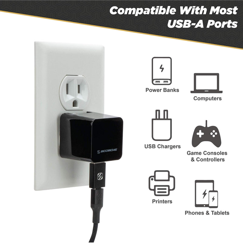 [Australia - AusPower] - SCOSCHE ACA-2PKSP Strikeline USB Type-C to USB Type-A Adapter 2-Pack - Black 