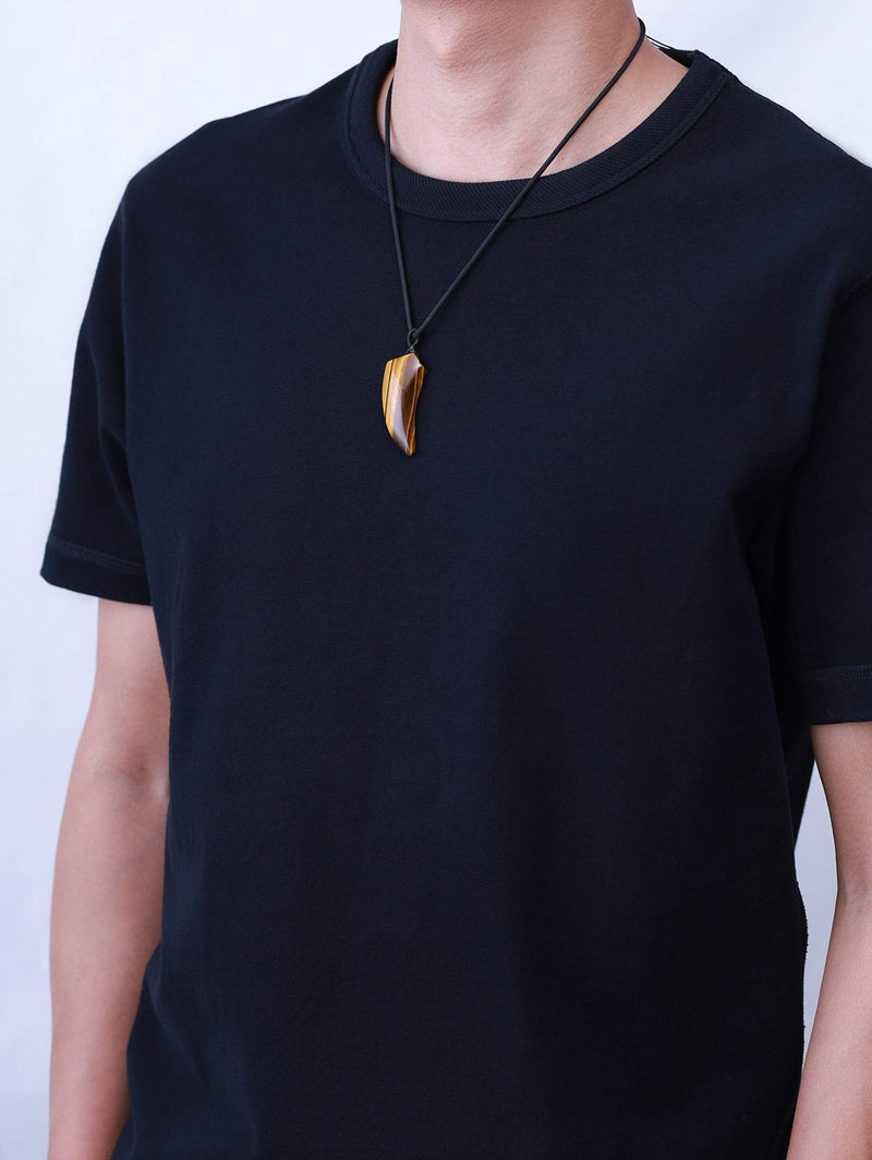 [Australia - AusPower] - COAI Mens Womens Wolf Tooth Amulet Stone Pendant Necklace Tiger Eye 