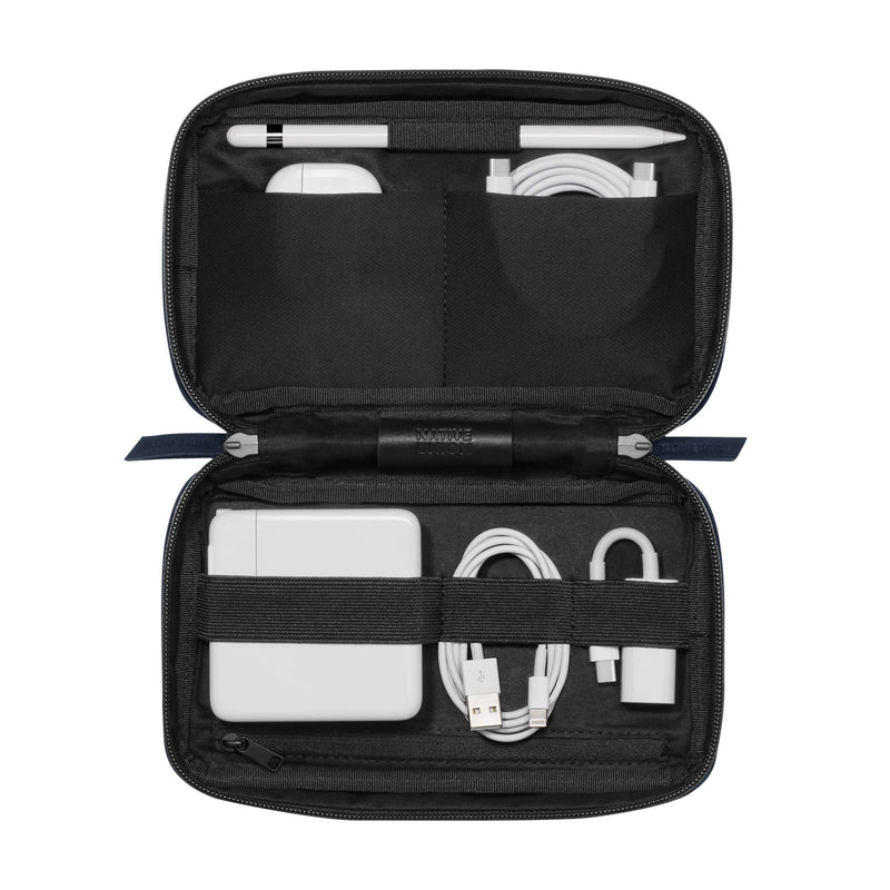 [Australia - AusPower] - Native Union Stow Organizer – Premium Travel Tech Kit Crafted with Durable Canvas – Keep Essentials Organized with Flexible Storage & Quick-Access Pocket for Cables, Chargers, SIM Card & More (Indigo) Indigo V2 