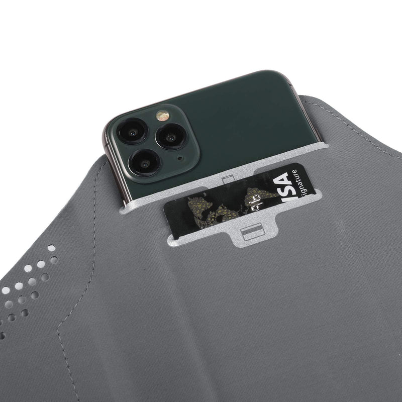 [Australia - AusPower] - Running Armband w/Card Slot & Reflective Band Compatible for Apple iPhone 13 12 Pro Max/Moto E/G Fast/G Power/G Stylus 2020 / Edge/Pixel 6 5a / Nokia 5.4 / Xiaomi Redmi Note 10 (Grey) Grey 