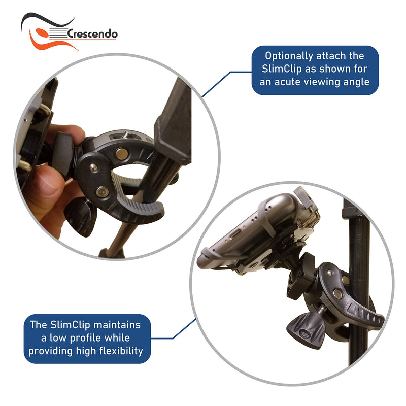 [Australia - AusPower] - Crescendo CR-30 SlimClip Mic Stand Phone Holder, iPhone Clamp Mount, Pole Phone Mount, Microphone, Music, or Drum Stand - for iPhone, Samsung Galaxy or Note, Pixel, Any Smartphone 