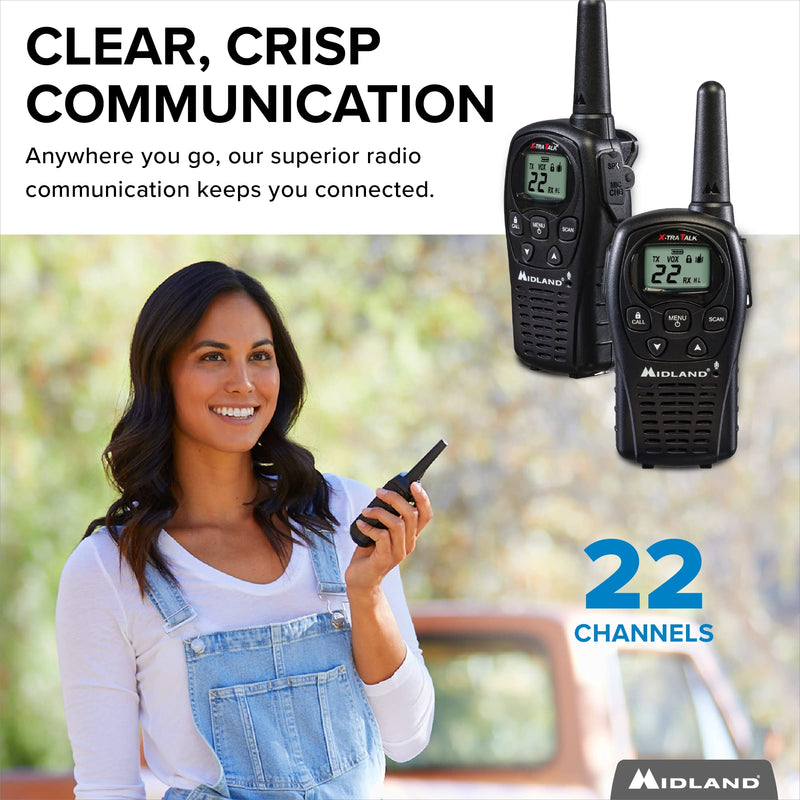 [Australia - AusPower] - Midland - LXT500VP3, 22 Channel FRS Walkie Talkies with Channel Scan - Extended Range Two Way Radios, Silent Operation, Batteries Included (Pair Pack) (Black) Pair Pack - Black 