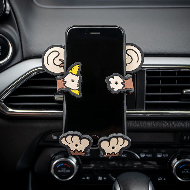 [Australia - AusPower] - Monkey Hug Buddy Air Vent Car Phone Holder, Adjustable, Universal Fit, Cell Phone Mount Compatible with iPhone, Samsung Galaxy, LG, Google, Nexus 5X, Moto, Black and Other Smartphones 