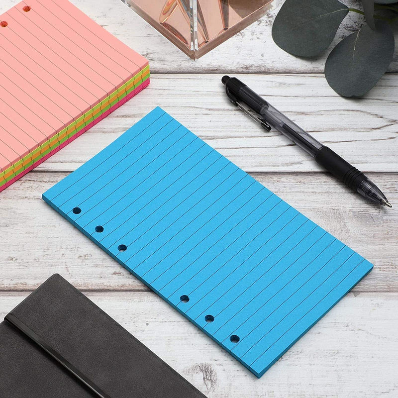[Australia - AusPower] - 6 Hole Punch Lined Filler Paper for A6 Binders (Neon Colors, 3.57 x 6.8 In, 240 Sheets) 