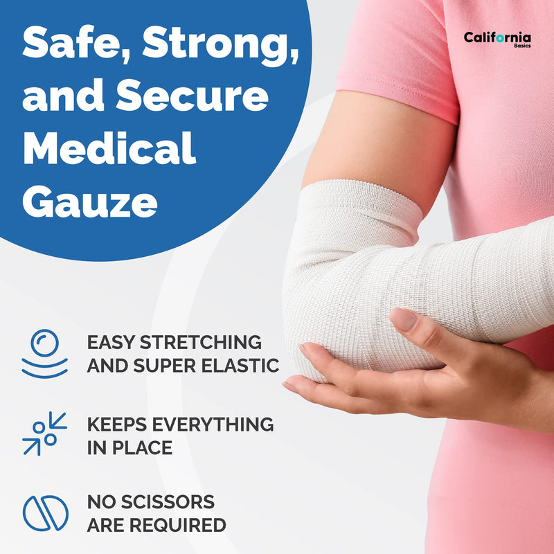 [Australia - AusPower] - Gauze Bandage Roll with Tape (Pack of 48) - 4 Inch by 4 Yards Rolled Gauze Wrap - White Gauze Rolls - Breathable Gauze Wrap Used for First Aid Wound Care & Medical Supplies 4 Inch 48 Pack 