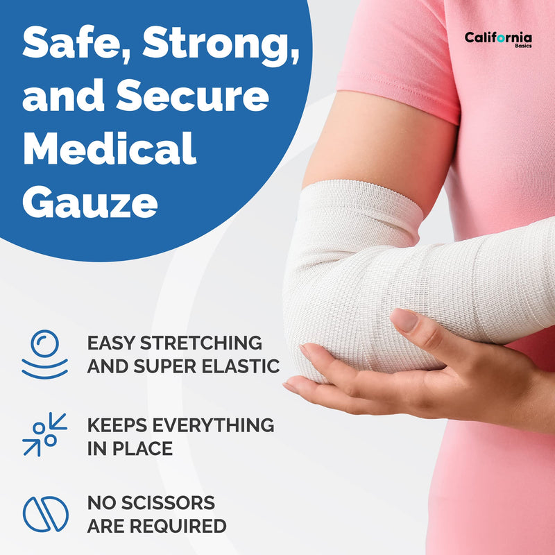 [Australia - AusPower] - Gauze Bandage Rolls with Tape (Pack of 36) - 4 Inch x 4 Yards Stretched Gauze Bandage, Breathable Gauze Wrap Used for First Aid Wound Care & Dressing, Bulk Gauze Rolls 4 Inch 36 Pack 
