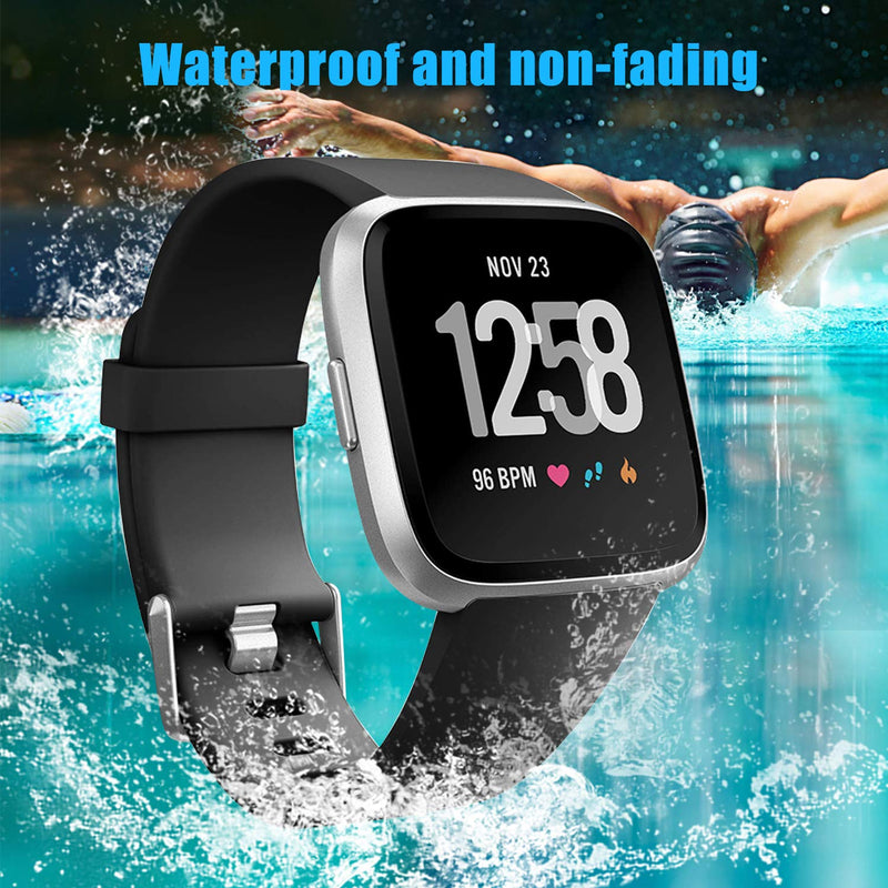 [Australia - AusPower] - Neitooh 4 Packs Bands Compatible with Fitbit Versa/Versa 2/Fitbit Versa Lite for Women and Men, Classic Soft Silicone Sport Strap Replacement Wristband for Fitbit Versa Smart Watch Large Navy blue/Black/White/Red 
