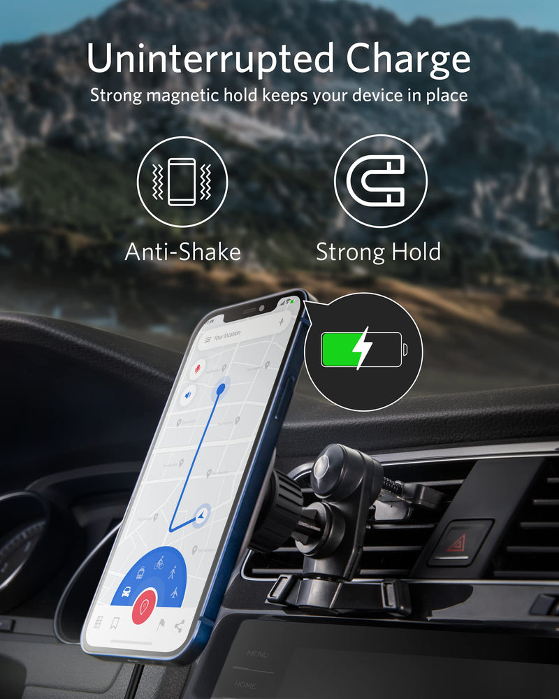 [Australia - AusPower] - Anker Car Mount Charger, PowerWave Magnetic Car Charging Mount with 4 ft USB-C Cable, 7.5W for iPhone 13 / 13 Pro / 13 Pro Max / 13 mini / iPhone 12 / 12 Pro / 12 mini (USB-C Car Charger Not Included) 