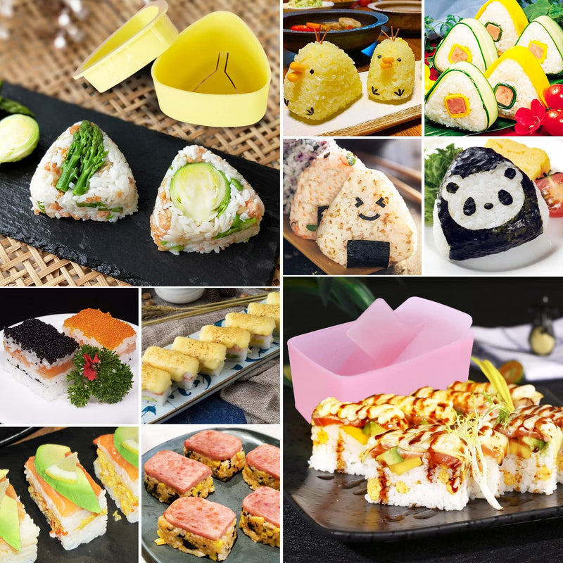 [Australia - AusPower] - Onigiri Mold, 3 Pack Rice Mold Musubi Maker Kit, Non Stick Spam Musubi Maker Press, Classic Triangle Rice Ball Mold Maker Sushi Mold for Kids Lunch Bento and Home DIY 