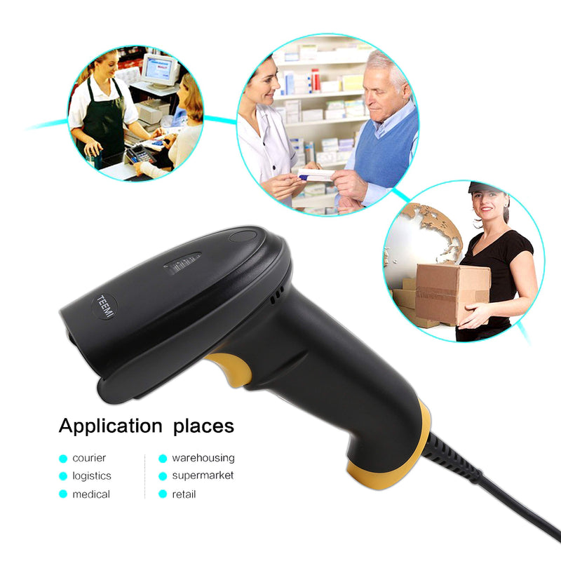 [Australia - AusPower] - TEEMI 2D Barcode Scanner USB Wired Handheld Automatic QR Data Matrix PDF417 bar Codes Imager for Mobile Payment Computer Screen Scan (Stand Included) Stand Included 