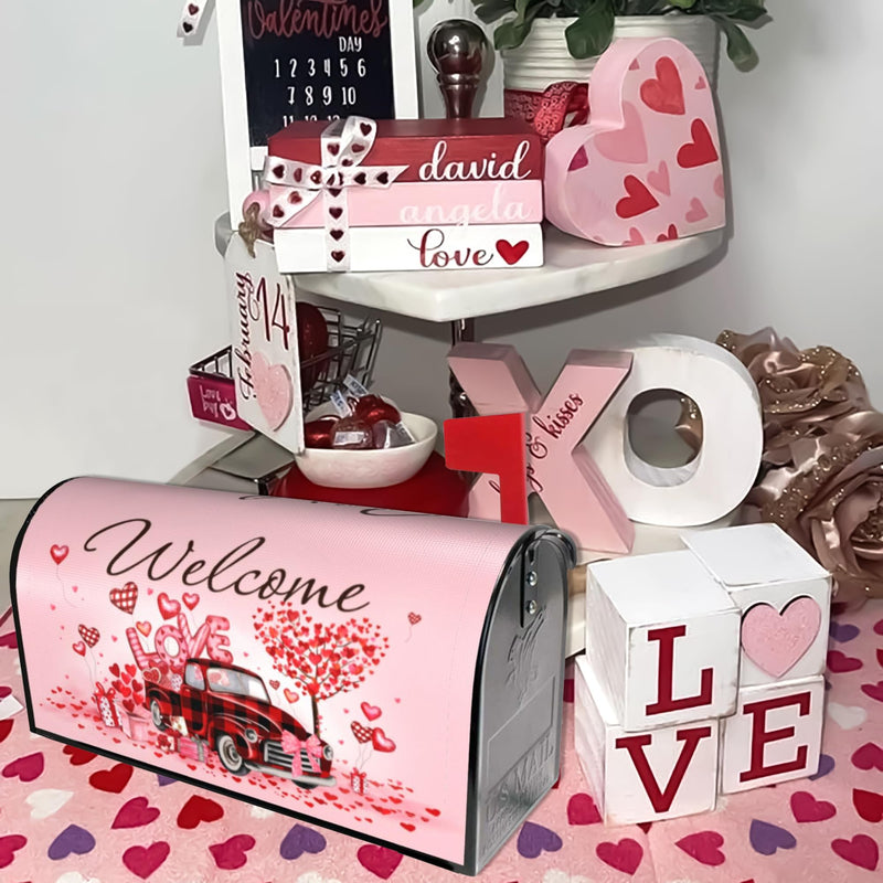 [Australia - AusPower] - Valentine's Day Mailbox Cover Magnetic Welcome Love Heart Truck Mailbox Wraps Post Letter Box Cover for Garden Yard Home Decor Standard Size 21" x 18" Valentine's Day 